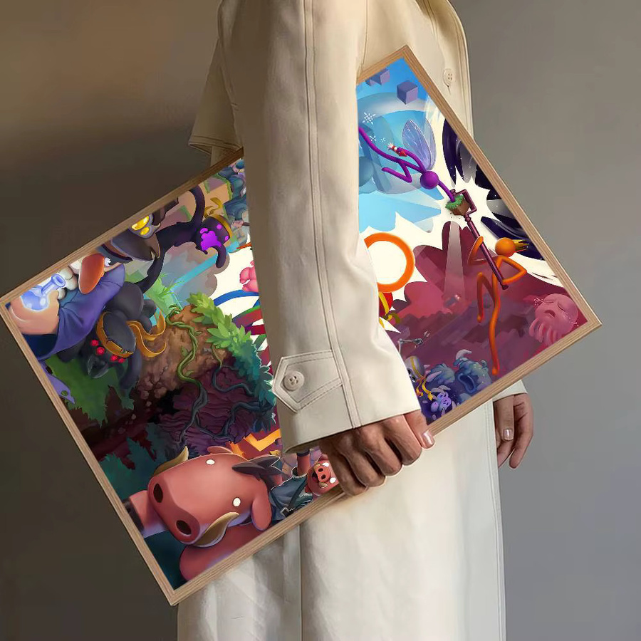 Potdemiel Vintage-Poster mit abstrakten Tiermotiven in Multicolour, Rechteckiges Wandkunst-Poster aus Papier - Bild 3
