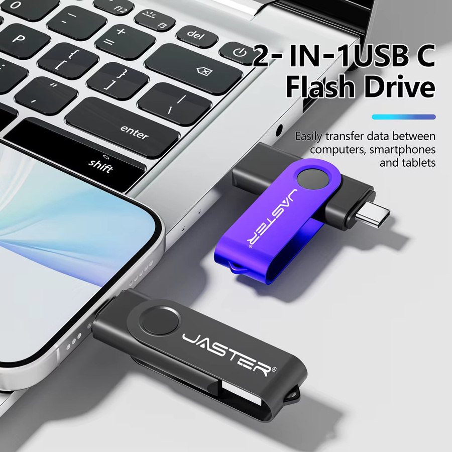 JASTER 2-in-1 USB-C OTG USB-Stick in Schwarz mit 128GB Speicherplatz - Bild 2