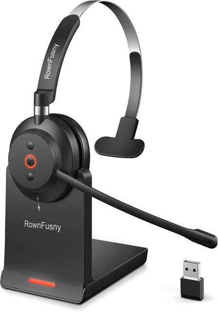 RownFusny R03 Wireless Call Center Headset mit Bluetooth 5.3 und USB-Rauschunterdrückungsmikrofon in Schwarz - Bild 1