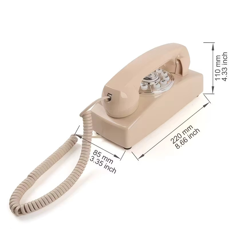 IAKEMIC Vintage-Telefon als Audio-Gästebuch mit Drucktasten in Beige, wandmontierbarer Sprachnachrichtenrekorder für Hochzeiten und Feiern - Bild 6