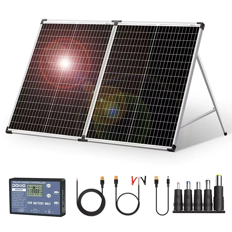 DOKIO Faltbares Solarpanel Set 100W mit Laderegler und USB-C, 18V Mono Solarzellen in Schwarz für Camping und Wohnmobil - Bild 6