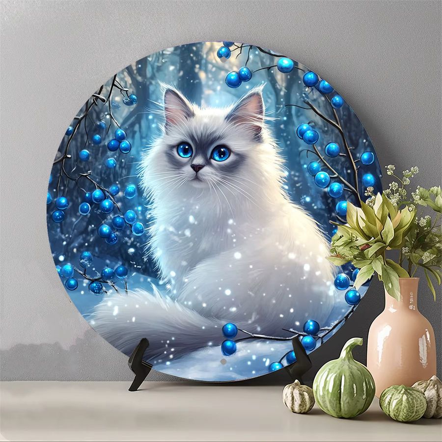 Potdemiel Rundes Aluminiumschild Katze Vintage Wanddekoration für Garten und Wohnzimmer Durchmesser: 20 cm - Bild 3
