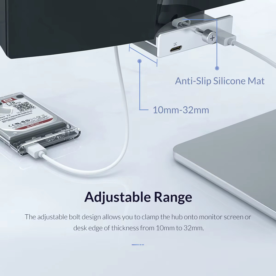 Kebidumei 6-in-1 USB 3.0 Hub Black Clip Dock mit 5 Gbit/s, Aluminiumlegierung, externer Multi-USB-Splitter-Adapter für Laptop und Desktop mit TF-Kartenslot, Schwarz - Bild 5