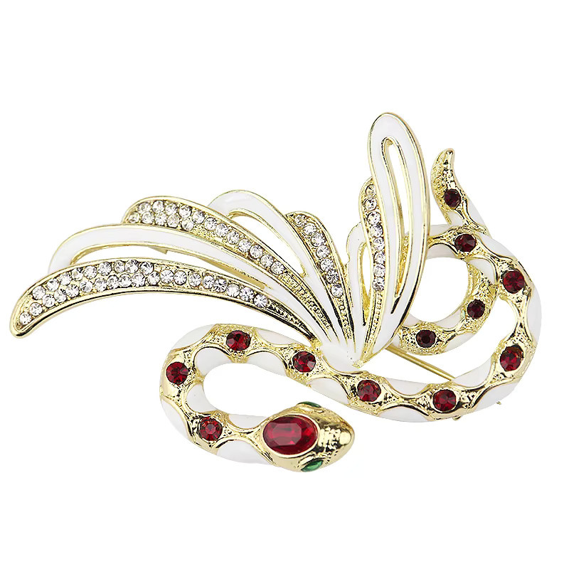 YiYuYiHua Schlangenbrosche, Kristall, Gold, Damen, Vintage - Bild 2