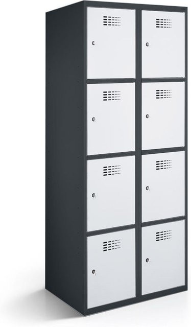rotstahl Fächerschrank mit 8 Fächern in Anthrazitgrau und Hellgrau, B/T/H: 80 x 50 x 180 cm - Bild 1