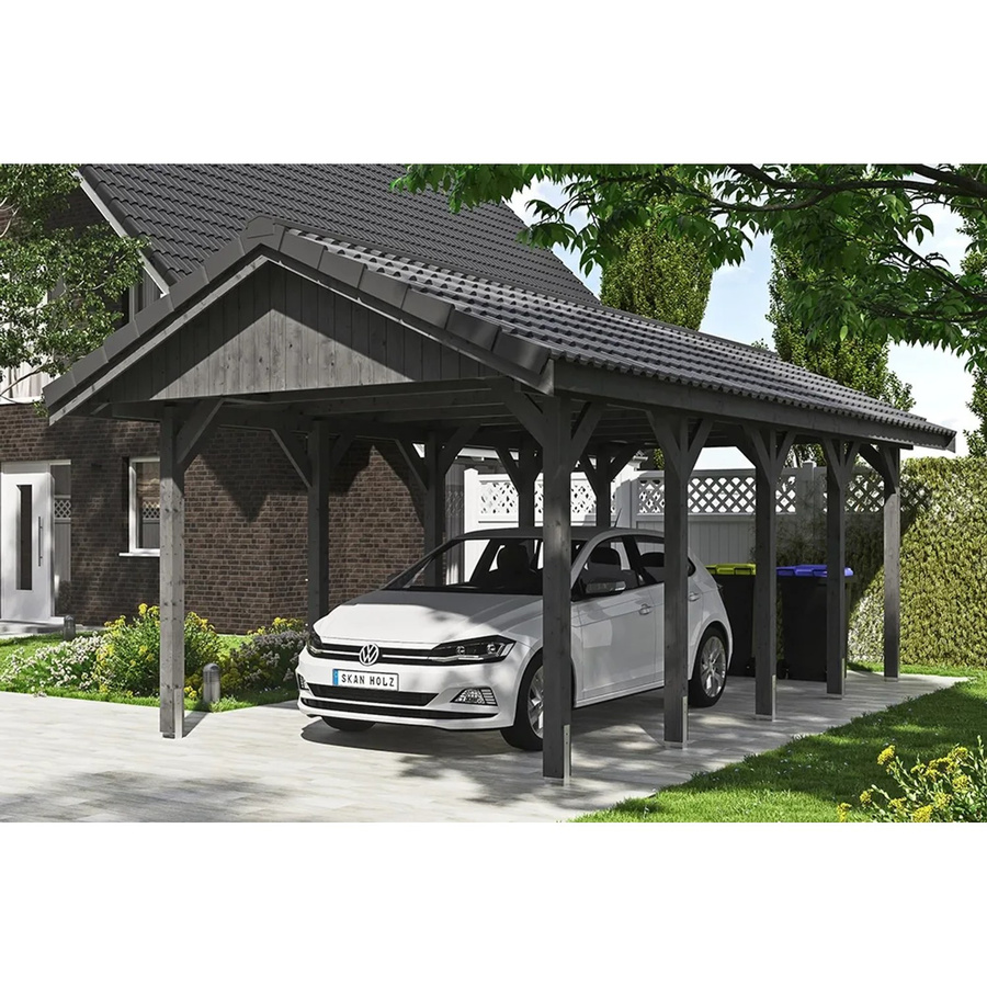 Satteldach-Carport Wallgau von SKANHOLZ aus Nadelholz in Schiefergrau, B: 380 cm, T: 750 cm, Höhe: 313 cm - Bild 3