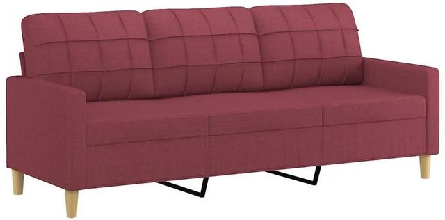 vidaXL 3-Sitzer-Sofa in Weinrot mit Stoffbezug und modernem Design, Breite: 198 cm - Bild 1
