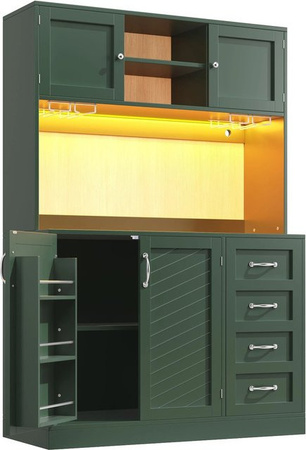 okwish Buffetschrank mit LED Beleuchtung und Getränkehalter in Grün, B/T/H: 120 x 40 x 188 cm