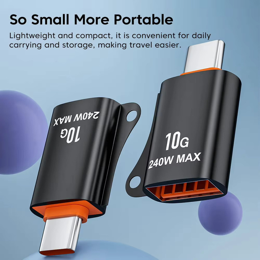Nnbili USB-C auf USB-A und USB 3.0 Adapter in Orange mit bis zu 240W für iPhone 15 Plus, 15 Pro Max und MacBook - Bild 2