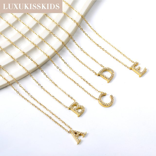 Luxukis skids Halskette mit A-Z Brief Anhänger, Edelstahl, Zirkonia, Damen - Bild 1