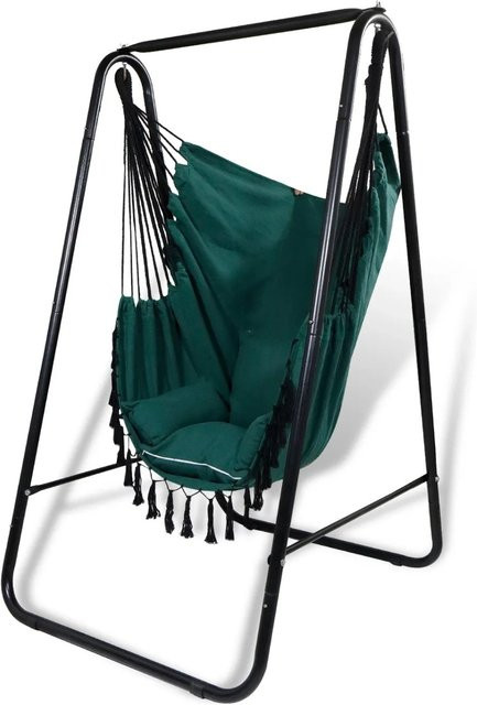 CCLIFE Hängesessel mit Gestell und Kissen in Grün, Boho Egg Hängeschaukel für Indoor und Outdoor, Belastbarkeit bis 100 kg - Bild 1