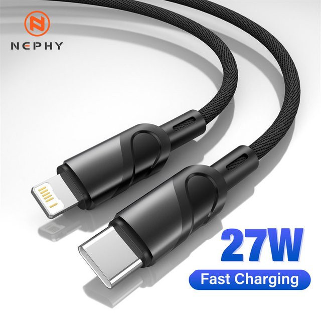 Nephy USB-C auf Lightning Schnellladekabel 27W Datenkabel für iPhone und iPad in Purple - Bild 1