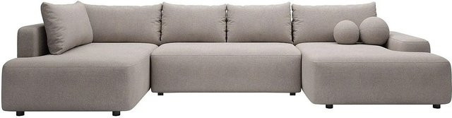 Vente-unique Schlafsofa Daviso in Taupe und Beige mit L-Form und Schlaffunktion, Breite: 360 cm - Bild 1