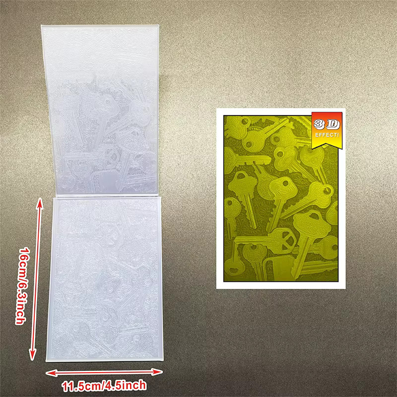 Kunststoff-Schablonensatz in Braun mit geprägtem Schlüsselsatz-Motiv für DIY-Papierschnitte - Bild 3