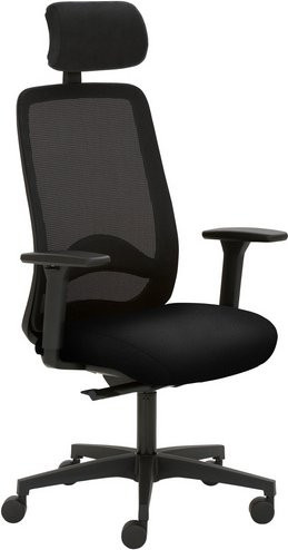Mayer Sitzmöbel Drehstuhl mit Kopfstütze und Armlehnen, schwarz, B/H: 70 x 63 cm - Bild 1