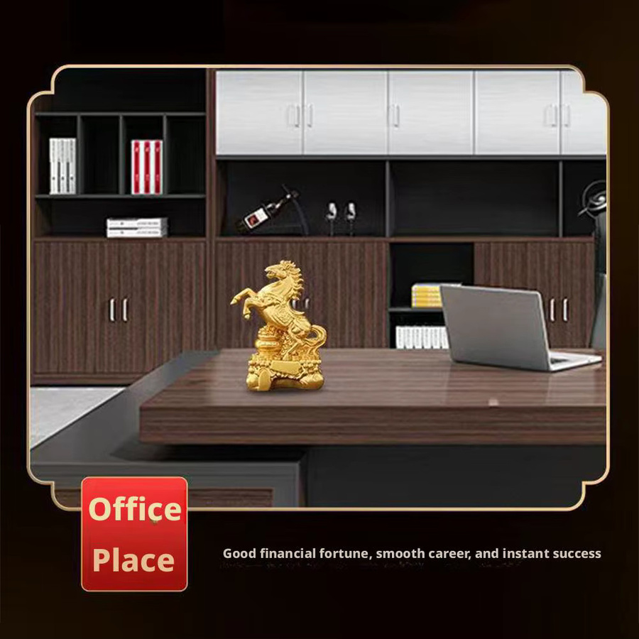 KITPIPI Feng Shui Pferde-Statue 2026 Jahr des Pferdes als dekoratives Gold Ornament für Schreibtisch und Bücherregal aus PVC - Bild 5