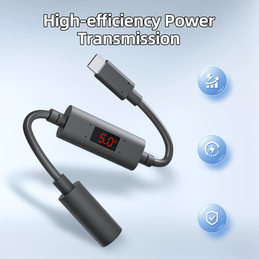 Starlink Mini USB-C-Adapter mit Strom- und Spannungsanzeige, wasserdichter DC-zu-USB-C-Konverter in Schwarz - Bild 5
