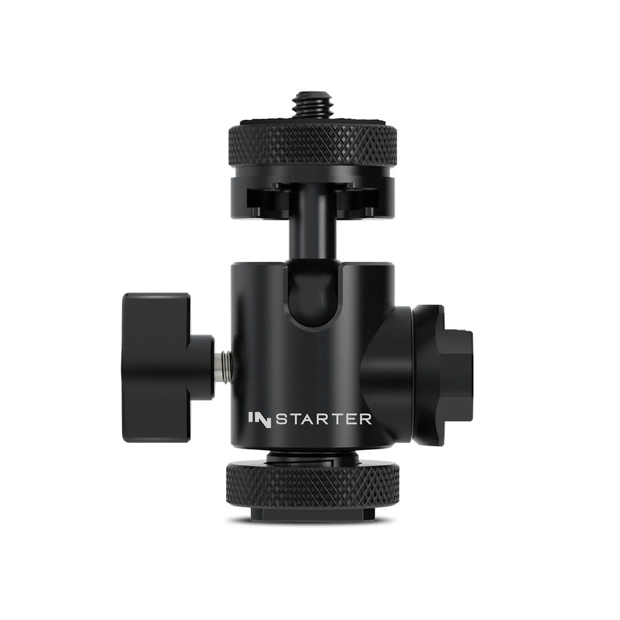 Instarter Flexmount Head Plus 3-in-1 Kugelkopf mit 2x Blitzschuh in Schwarz - Bild 2