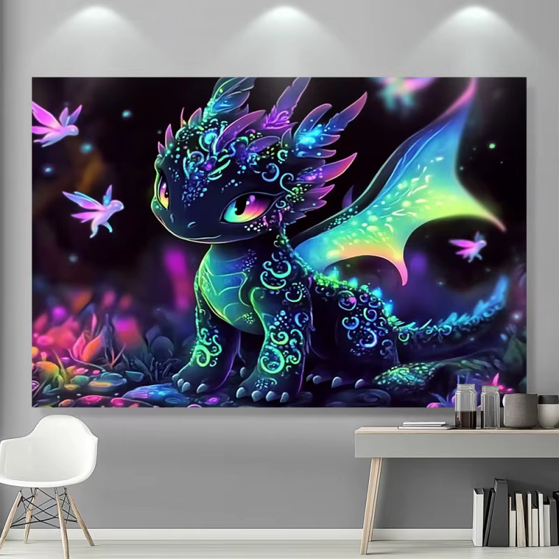 VIKAMA Bunter Drachen-Wandteppich mit Drachenzähmungs-Motiv in Multicolour als dekorative Wanddekoration für Kinderzimmer und Wohnzimmer - Bild 2