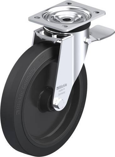 Blickle Lenkrolle L-POEV 250XR-3-ST mit Feststeller in Schwarz und Stahl, Rad-Durchmesser: 25 cm, Tragfähigkeit: 500 kg - Bild 1