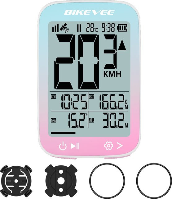 Bikevee Fahrradcomputer mit LCD-Display und Hintergrundbeleuchtung, wasserdichter Tacho mit Kilometerzähler, Kalorienanzeige und Trainingsmodus - Bild 1