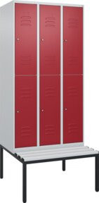 C+P Doppelstock-Spind Classic PLUS Sitzbank mit 3 Abteilen und Zylinderschloss, B/T/H: 212,0 x 90,0 x 81,5 cm - Bild 1