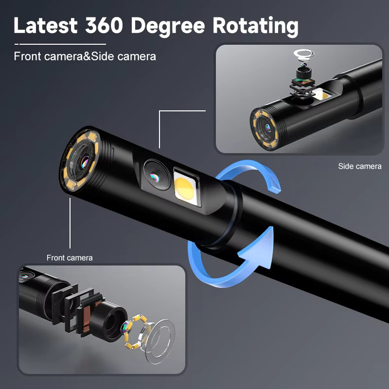 ZEMICAM Industrielle Endoskopkamera mit 7-Zoll-IPS-Bildschirm, 360 Grad automatisch drehbar, HD1080P, abnehmbares Design mit 9,5 mm Dual- und Triple-Objektiv, IP67 Schutzklasse - Bild 2