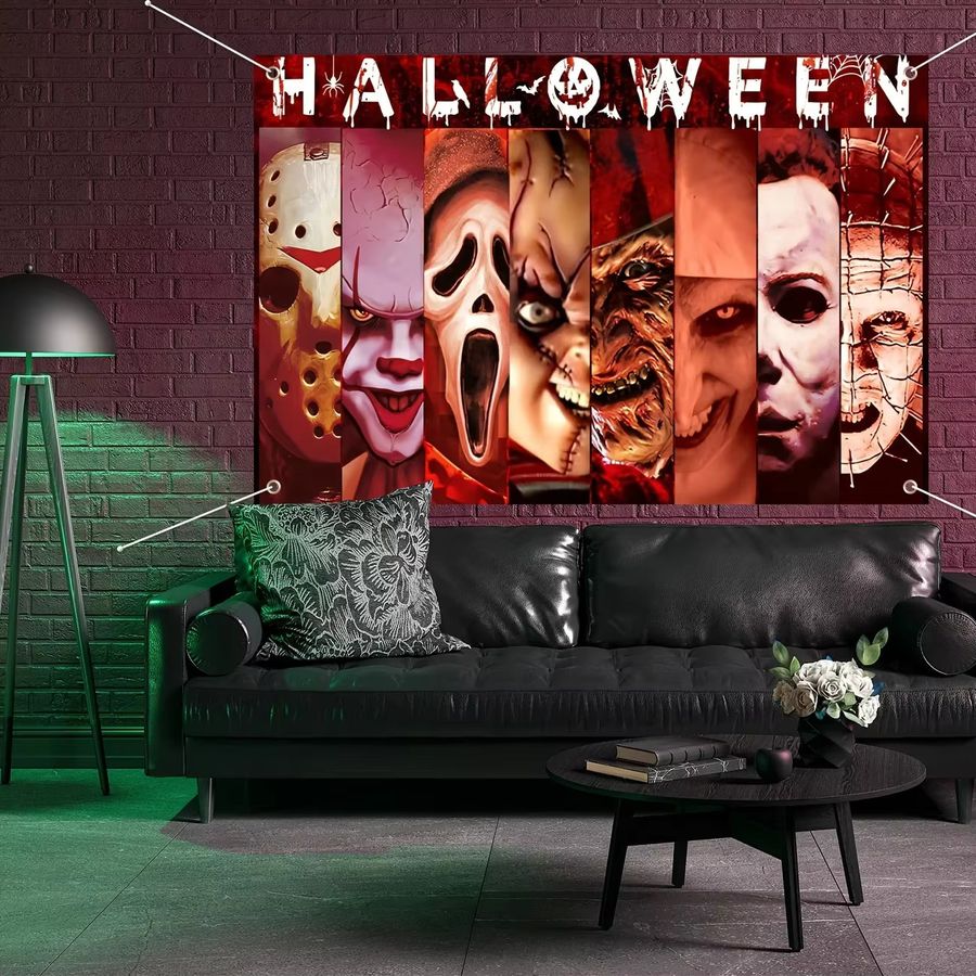 VIKAMA Halloween Party Hintergrund Wanddekoration mit Ösen für Horror-Themen im Innen- und Außenbereich aus Polyester - Bild 4