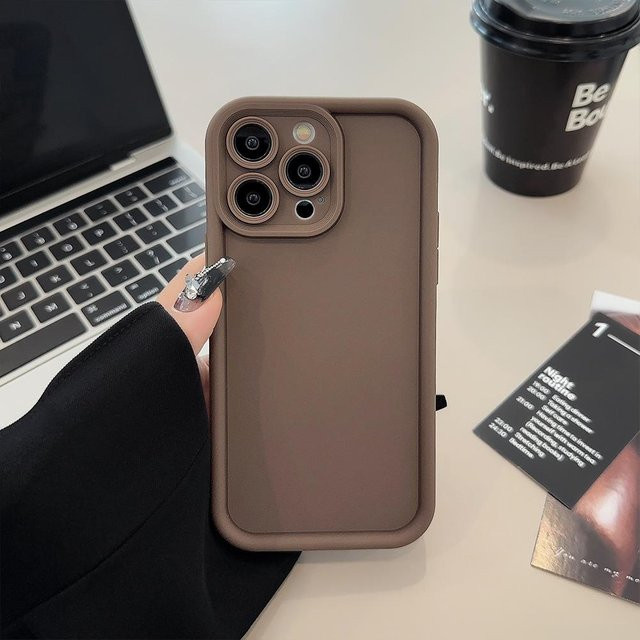 Yiran Flüssigsilikon Handyhülle für iPhone 11 12 13 14 15 16 Pro Max XS X XR 7 8 Plus in Transparent oder Braun - Bild 1