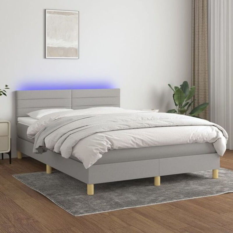 vidaxl Boxspringbett mit Matratze aus Stoff in Hellgrau B/T/H: 140 x 190 cm - Bild 1