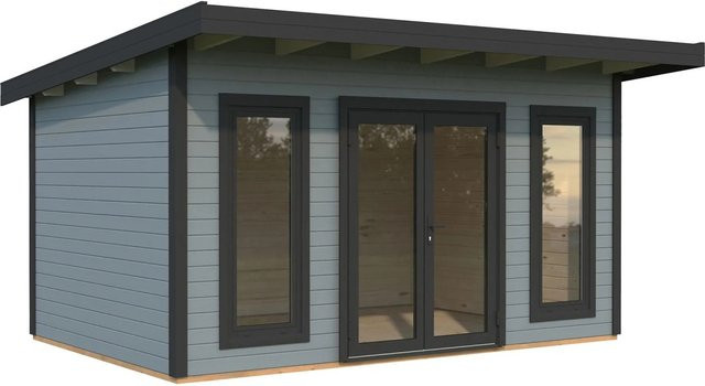 Palmako Holz-Gartenhaus Aurelia Pultdach in Grau/Anthrazit mit Boden und modernem Design B: 446 cm, T: 300 cm, H: 264 cm - Bild 1