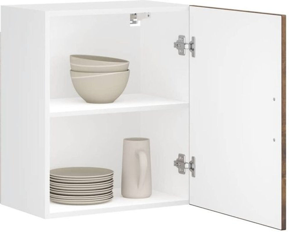 Küchen-Hängeschrank Porto von Vidaxl aus Holzwerkstoff in Räuchereiche Braun/Grau mit Drehtüren - Bild 1