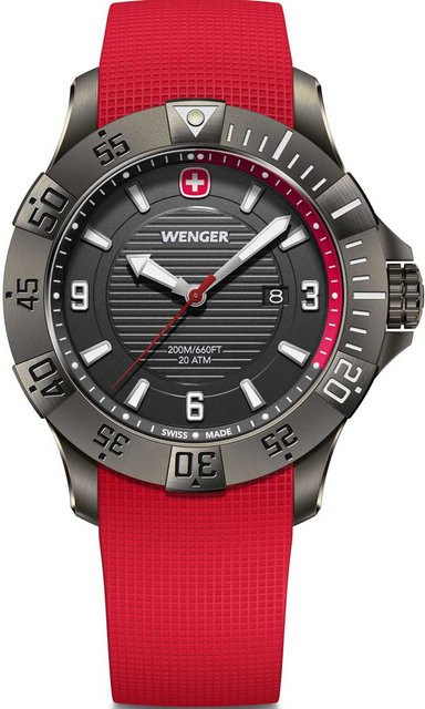 Wenger Herrenuhr Seaforce, Quarz, Edelstahl, 43 mm, Silikon, Grau, 20 ATM - Bild 1
