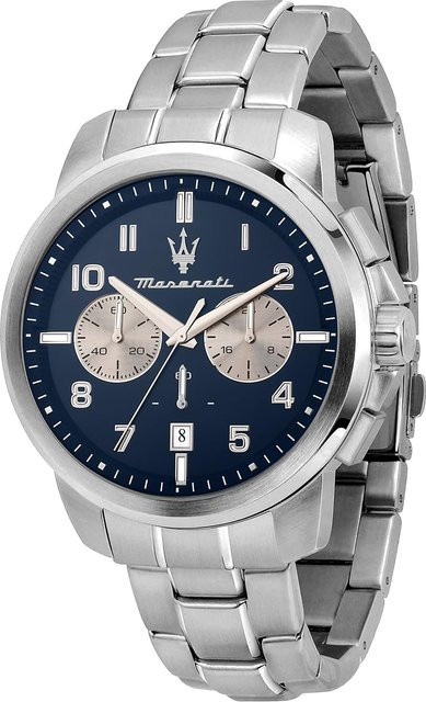 Maserati Chronograph, Quarz, Edelstahl, 44 mm, Herren, Silber, Blau - Bild 1