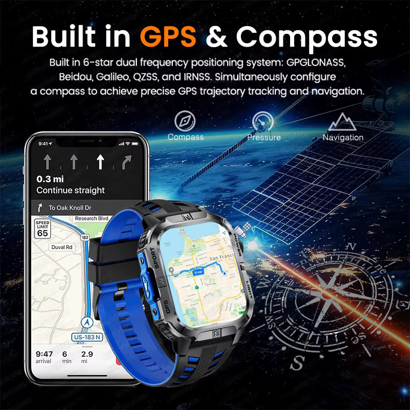 GUHUAVMI Smartwatch, GPS, Schwarz, 5 ATM, Silikon, Herren - Bild 2
