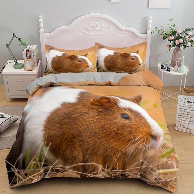 Bettwäsche Set mit 3D Meerschweinchen Motiv von Your Warm Home, bunt, aus Polyester, B/H: 135 x 200 cm - Bild 1