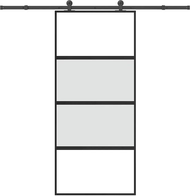vidaXL Schiebetür aus Hartglas und Aluminium in Schwarz und Transparent, B: 90 cm, H: 205 cm - Bild 1