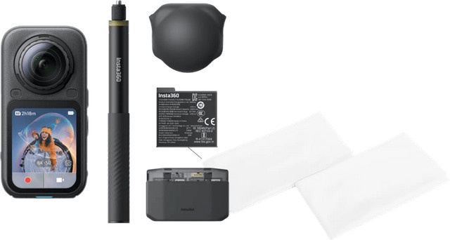 Insta360 X6 Essentials Set Action Camera in Schwarz inklusive BlueBuilt Mikrofasertuch - Bild 1