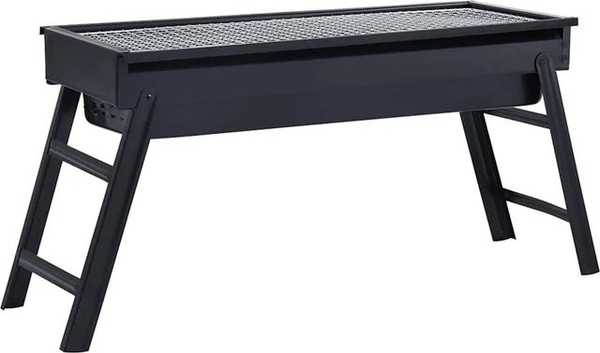 vidaXL Tragbarer Camping-Grill für Holzkohle in Schwarz, B/T/H: 60 x 22,5 x 33 cm
