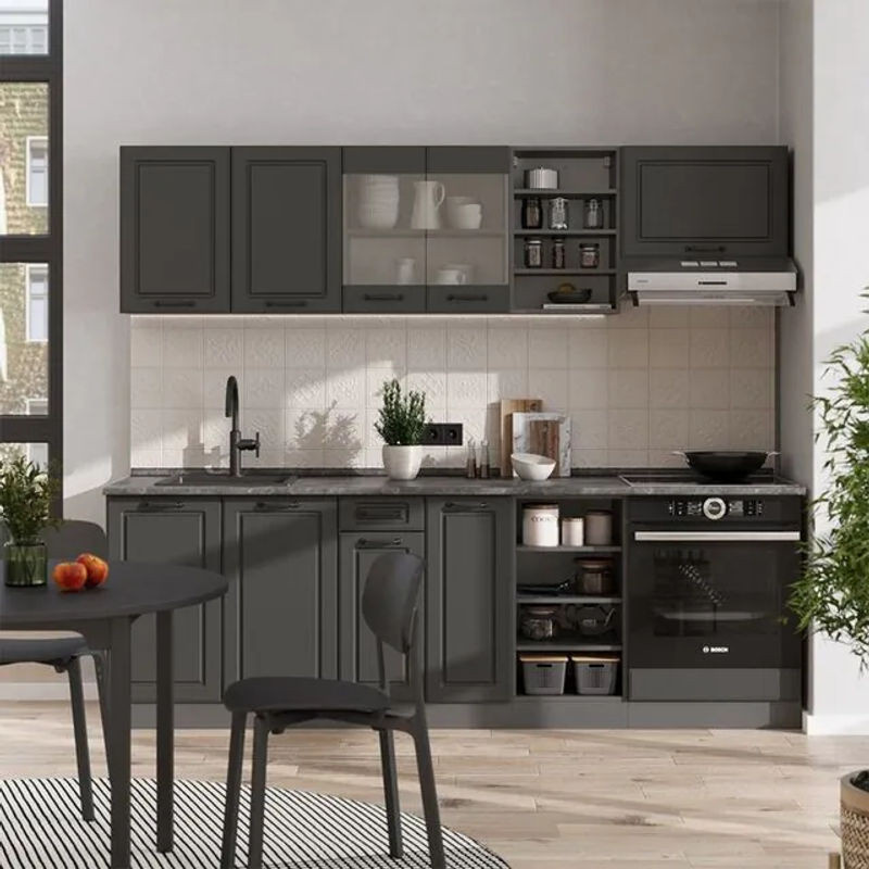 Vicco Küchenzeile R-line Landhaus in Anthrazit und Apfel Eiche, Breite: 240 cm - Bild 1