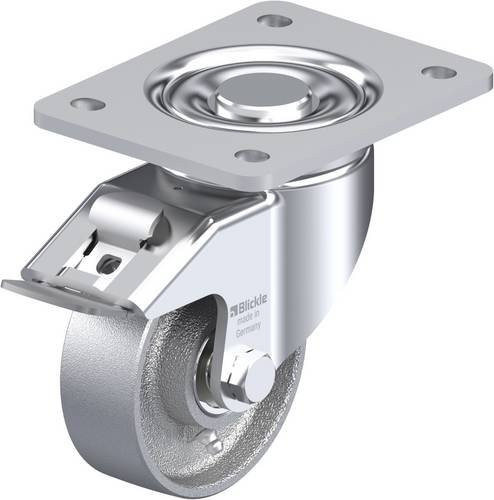 Blickle Lenkrolle LH-G 100K-3-FI mit Feststeller in Silber, Rad-Durchmesser: 100 mm, Tragfähigkeit: 400 kg - Bild 1