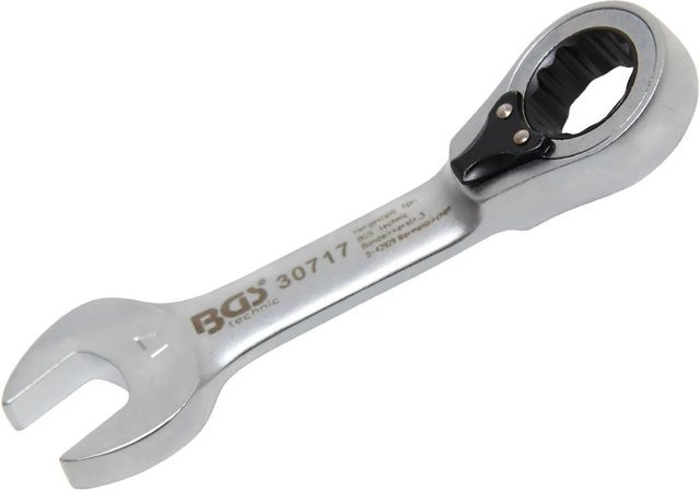 BGS Ratschenring-Maulschlüssel Kurz 17 mm aus Chrom-Vanadium in Silber - Bild 1