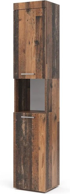 Vicco Badschrank Luna Oldstyle in Braun, Eiche Rustikal, B/T/H: 37 x 19 x 190 cm - Bild 1