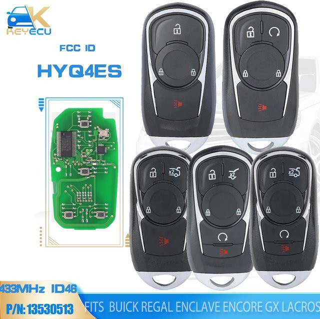 KEYECU Smart Remote Key Fob für Buick Regal Enclave Encore GX Lacrosse 2021-2023, FCCID HYQ4ES / HYQ4AS, 3/4/5B, 315 MHz / 433 MHz, Schwarz - Bild 1