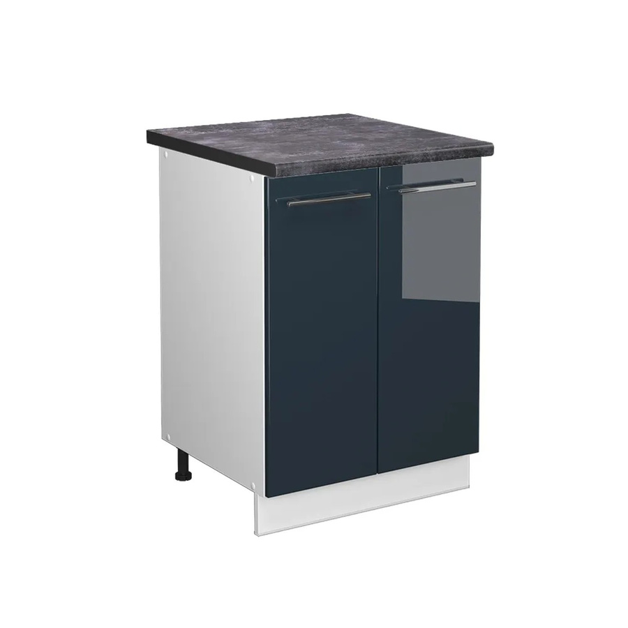 Vicco Küchenunterschrank Fame-Line Dunkelblau Hochglanz mit Arbeitsplatte Anthrazit Breite: 60 cm - Bild 2