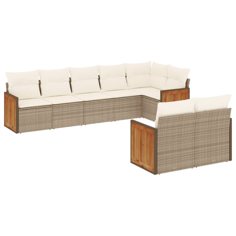 Vidaxl Gartenmöbel-Set aus Polyrattan mit Kissen, 8-teilig, Beige, Modernes Design - Bild 2
