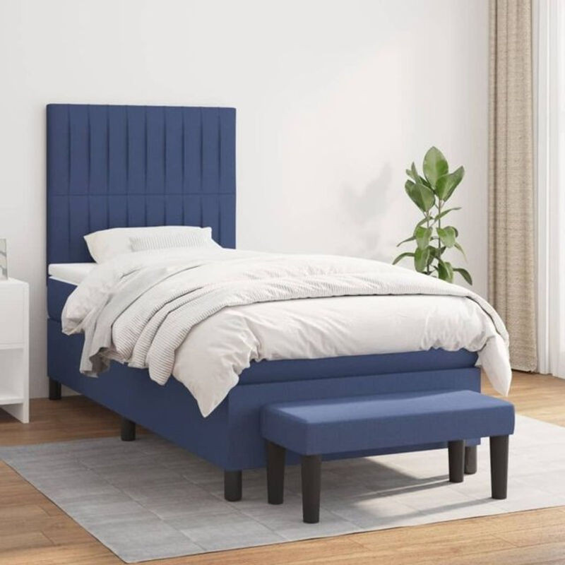 Vidaxl Boxspringbett mit Matratze in Blau aus Stoff, B/T/H: 80 x 200 cm - Bild 1