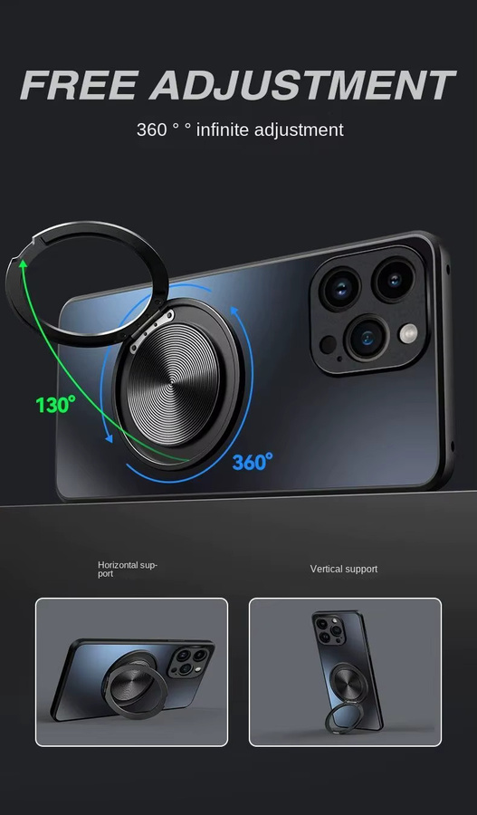 Magnetische Schutzhülle für ZTE Nubia Z80 Ultra, Z70 und Z60S Ultra mit Ring-Ständer und matter Rückseite, Farbe: Schwarz - Bild 1