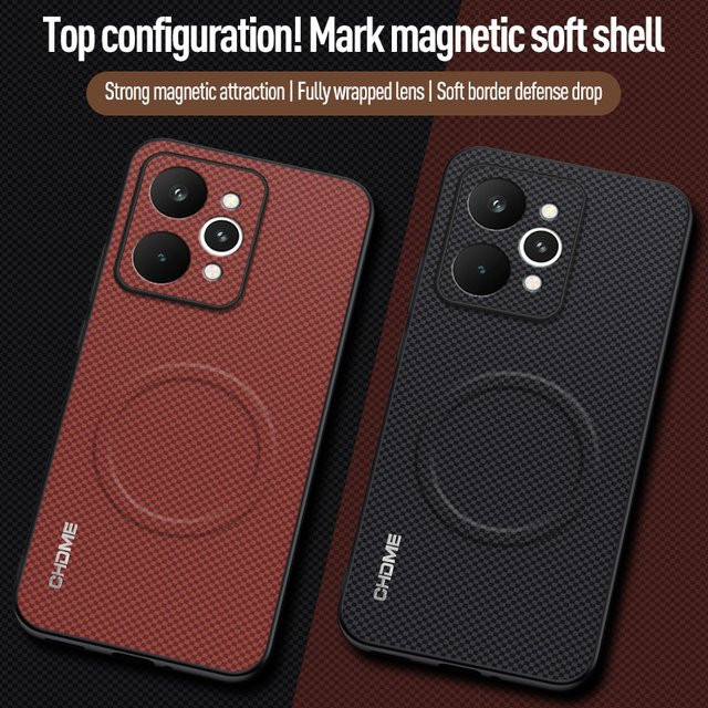 EUCAGR Silikon Schutzhülle mit Auto-Magnethalter für Realme P4 Power in Orange - Bild 1