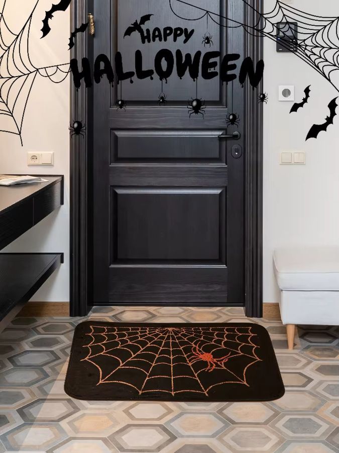 VIKAMA Halloween Willkommens-Fußmatte in Schwarz, weich und rutschfest für Eingangsbereich, Badezimmer oder Toilette - Bild 3